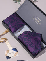 Purple Bold Floral Woven Ascot & Pocket Square