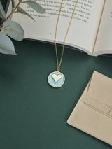 Aqua Heart Disc Pendant Necklace - TOSSIDO