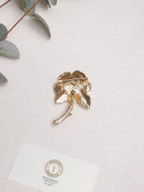 Matte Gold Rose Stem Brooch