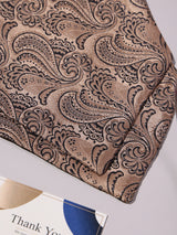 Golden Beige Paisley Woven Ascot & Pocket Square