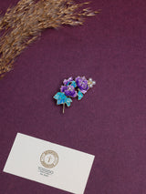 Purple Peony Pearl Spray Brooch