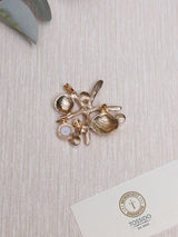 Orange Starfish & Shells Pearl Brooch