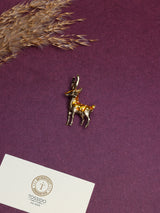 Antique Gold Amber Stag Brooch