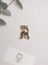 Gold Striped Kitten Brooch