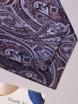Brown & Blue Paisley Woven Ascot & Pocket Square