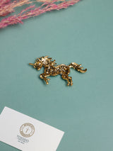 Blue & Green Crystal Unicorn Brooch