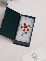 Red & Pink Enamel Flower Cluster Brooch