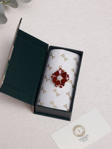 Maroon Enamel Pearl Flower Brooch