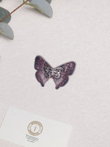 Mauve Embroidered Look Butterfly Brooch