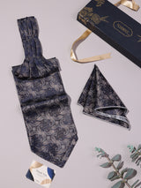 Blue & Brown Paisley Woven Ascot & Pocket Square