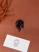 Black Flowing Mane Horse Head Brooch