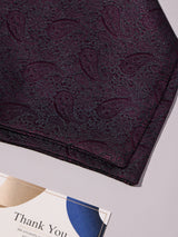 Dark Purple Paisley Woven Ascot & Pocket Square