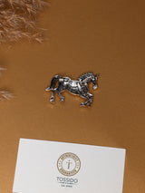 Silver Engraved Running Horse Brooch
