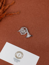 Silver Crystal French Horn Brooch