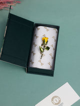 Yellow Enamel Rose Bud Brooch
