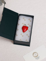 Red Enamel Strawberry Brooch