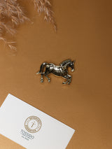 Antique Gold Engraved Running Horse Brooch