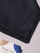 Black Self Floral Woven Ascot & Pocket Square
