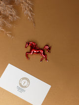 Red Enamel Horse Brooch