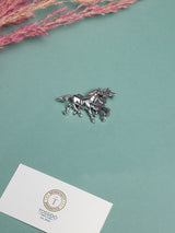 Antique Silver Twin Horses Brooch