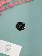 Black Enamel Gold Swirl Camellia Brooch