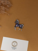 Blue & Purple Crystal Horse Brooch