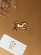 Red Enamel Horse Brooch