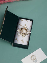 Vintage Gold Scroll Crystal Brooch
