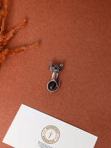 Black Stone Cat Brooch