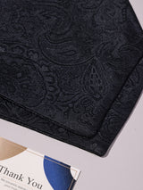 Black Self Paisley Woven Ascot & Pocket Square