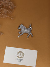 Silver Crystal Pave Horse Brooch