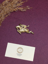 Matte Gold Crystal Jockey Brooch