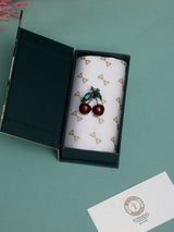 Red Glitter Cherries Brooch