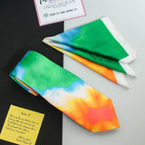 Flag Tricolor Printed Necktie & Pocket Square Giftset - TOSSIDO