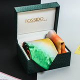 Flag Tricolor Printed Necktie & Pocket Square Giftset - TOSSIDO