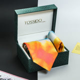 Flag Tricolor Printed Necktie & Pocket Square Giftset - TOSSIDO