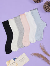 Frill Cuff Ribbed Socks – Pack of 6 - TOSSIDO