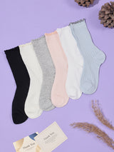 Frill Cuff Ribbed Socks – Pack of 6