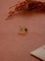 Gold Basket Weave Adjustable Ring - TOSSIDO