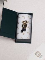 Gold & Black Hush Face Brooch - TOSSIDO