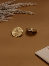 Gold Coiled Spiral Disc Stud Earrings - TOSSIDO