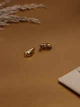 Gold Conch Shell Stud Earrings - TOSSIDO