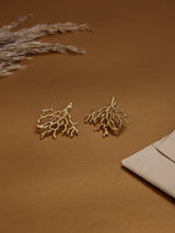 Gold Coral Branch Stud Earrings - TOSSIDO