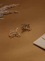 Gold Coral Branch Stud Earrings - TOSSIDO