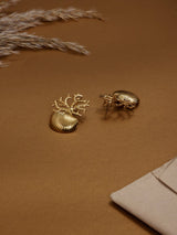 Gold Coral & Shell Stud Earrings - TOSSIDO
