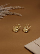 Gold Coral & Shell Stud Earrings - TOSSIDO