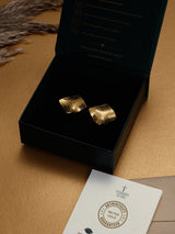 Gold Crackle Square Stud Earrings - TOSSIDO