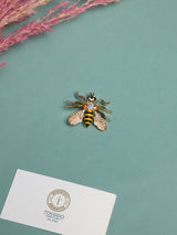 Gold Crystal Honey Bee Brooch - TOSSIDO