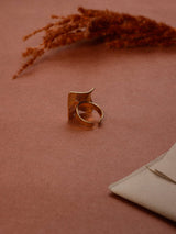 Gold Dimpled Square Adjustable Ring