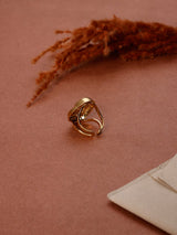 Gold Dotted Spiral Dome Adjustable Ring - TOSSIDO